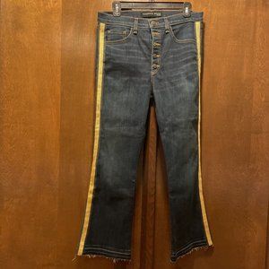 veronica beard carolyn baby boot gold Tuxedo Stripe Kick Crop Jeans Nwt 30 10